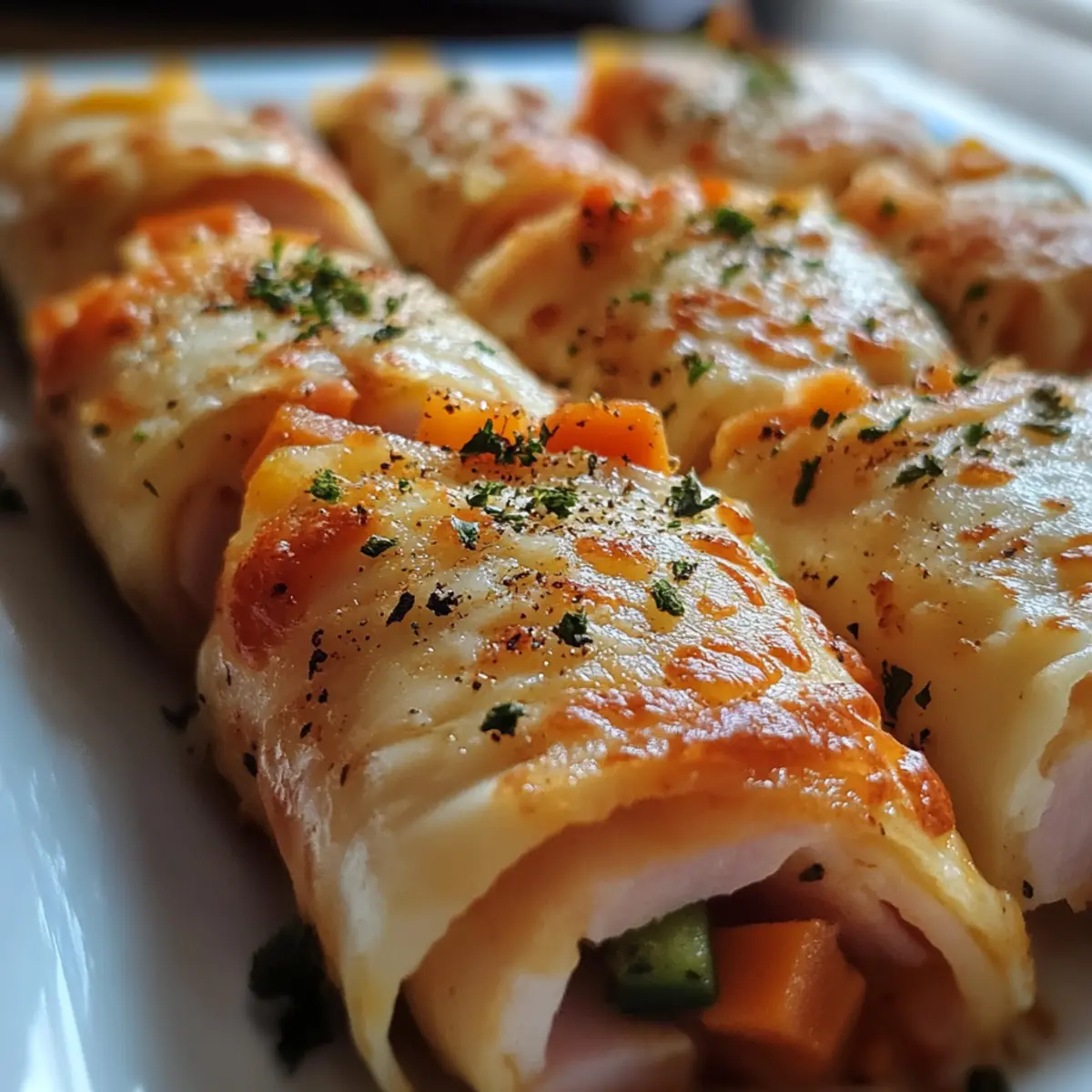 Irresistible Cheesy Veggie Ham Roll-Ups: Ultimate Crispy Snack